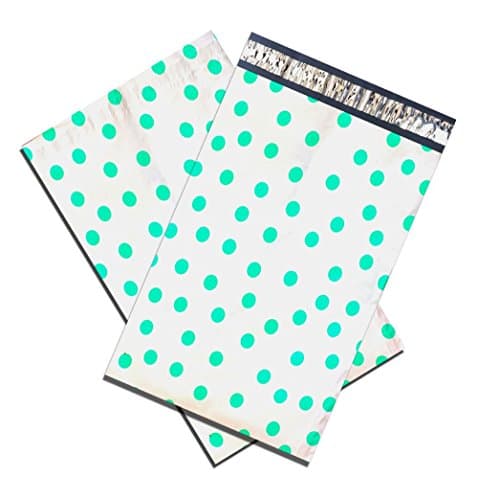 6" x 9" Designer Series -FLAT Poly Mailers, Self Sealing Envelopes (400, Teal PolkaDot)