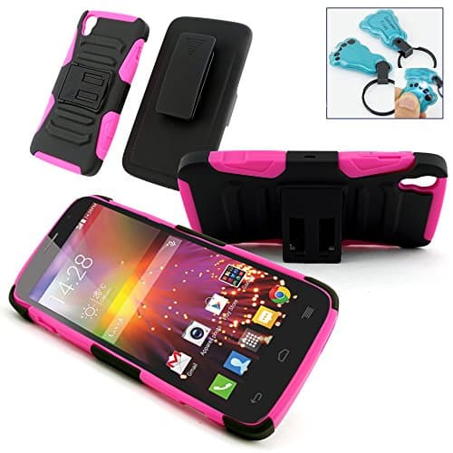 Customerfirst - Alcatel One Touch Idol 3 4.7 Case, Alcatel Idol 3 4.7 Case Holster [Heavy Duty] [Shock-absorption] [Kickstand Feature] [Belt Swivel Clip]- High Impact Resistant Black Dual Layer Armor Defender Full Body Protective Hybrid Case Cover With Belt Swivel Clip - Includes Flash Light with Key Chain (HOLSTER PINK)