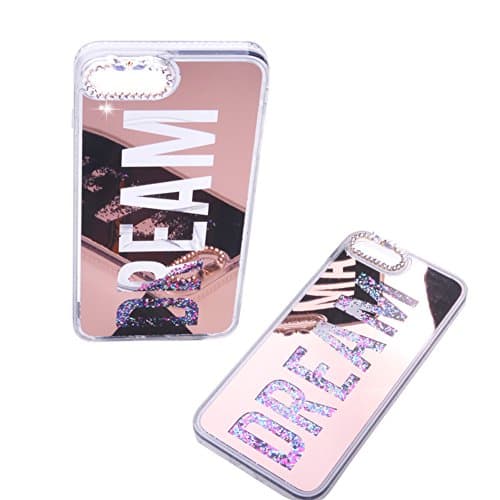 iPhone 7 8 Plus Mirror Case Hard PC Luxury Diamond Liquid Soft TPU for iPhone 7/8 Plus Case 5.5 inch Dream- Rose Gold