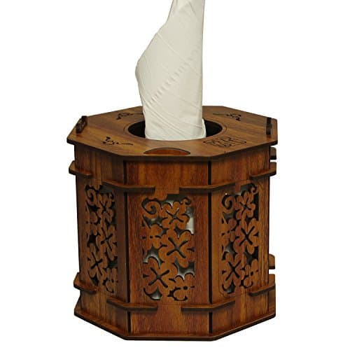 takefar Tissue box storage function dresser storage box wood retro style environmental protection materials four leaf grass pattern(wanghua pear)