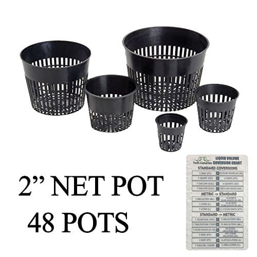 Hydroponic Net Cup Pots + Twin Canaries Chart - 2” Net Pot – 48 Pots