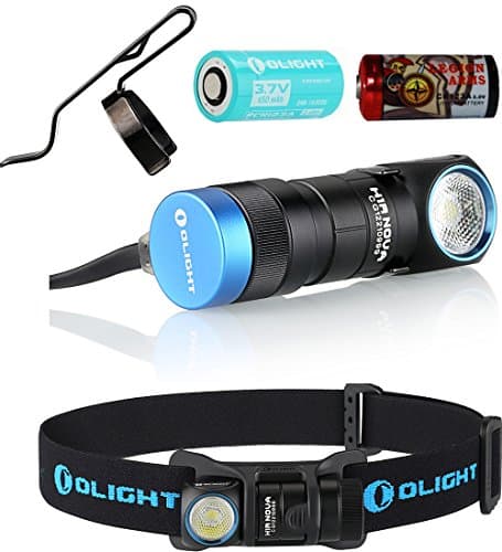 Olight H1R Nova 600 Lumen LED Rechargeable Flashlight Multi-Use Headlamp w/ headband, Clip, Customized RCR123 Battery, magnetic USB charging cable, LegionArm CR123A Backup Battery (LED: Neutral White)