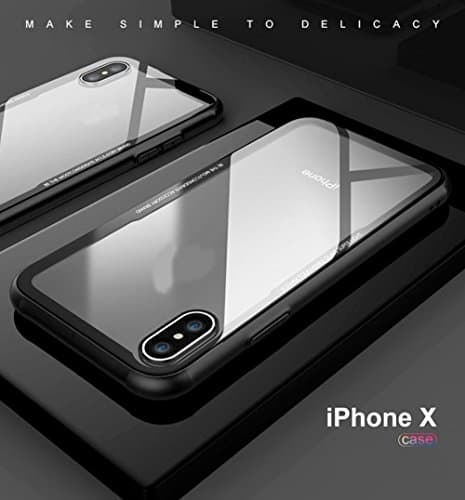 WYHYDCG 2pcs, iPhone X Case With Tempered Glass Protector- Crystal Clear Ultra Slim Design -Soft Shock Absorbent Edges (Perfect Fit), 1