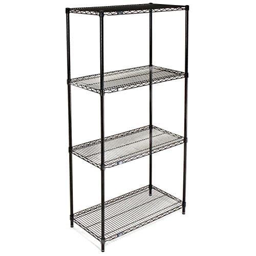 Nexel 24" x 30" x 63", 4 Tier Adjustable Wire Shelving Unit, NSF Listed Commercial Storage Rack, Black Epoxy Finish, Leveling feet
