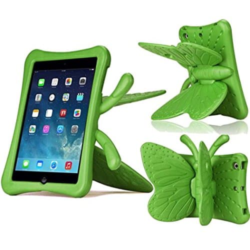 iPad Mini Case, iPad mini 1/2/3 Case ,FUA® 3D Cute Butterfly Heavy Duty Shock EVA Foam Stand Cover For iPad Mini 1/2/3 Kids' Gift (Green)