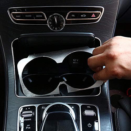 For C Class W205 GLC X253 E-Class W213 Car Accessories Aluminum Alloy Cup Holder Cover Frame Trim