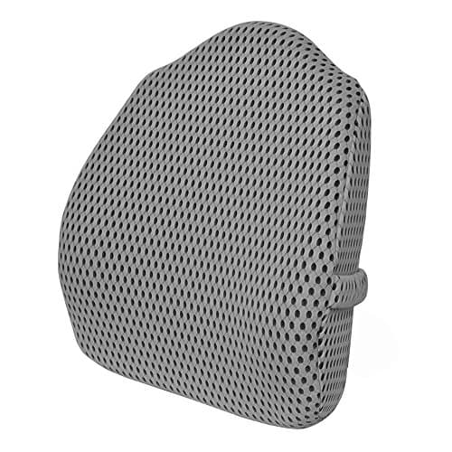 Sleep Science Memory Foam Lumbar Support Back Cushion with 3D Mesh Cover Ergonomic Design for Back Pain Relief Back Pillow for Office Chair, Car Seat, Recliner. - Grey