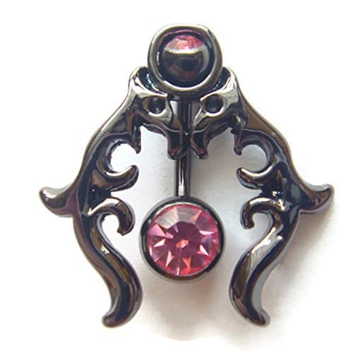 14g 3/8 Wolf Shield Belly Button Navel Rings Ring Bar Body Piercing Jewelry