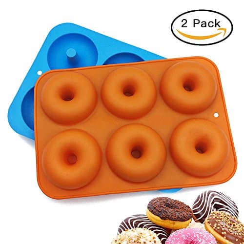 LETSPARTY 2 Pack Donut Baking Pan, Silicone Maker, Non-Stick Mold, Bake Full Size Perfect Shaped Doughnuts