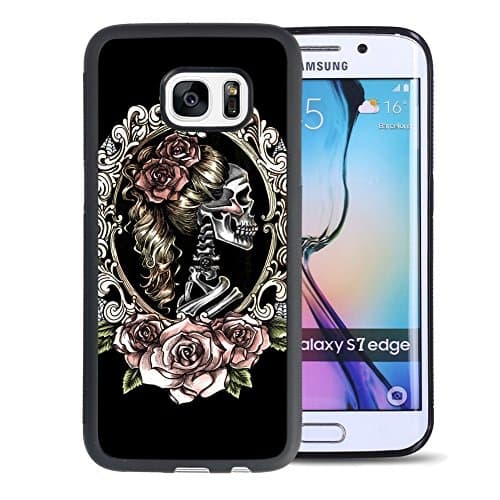 Samsung Galaxy S7 Edge Case,Customized Sugar Skull TPU and PC for Samsung Galaxy S7 Edge--Black