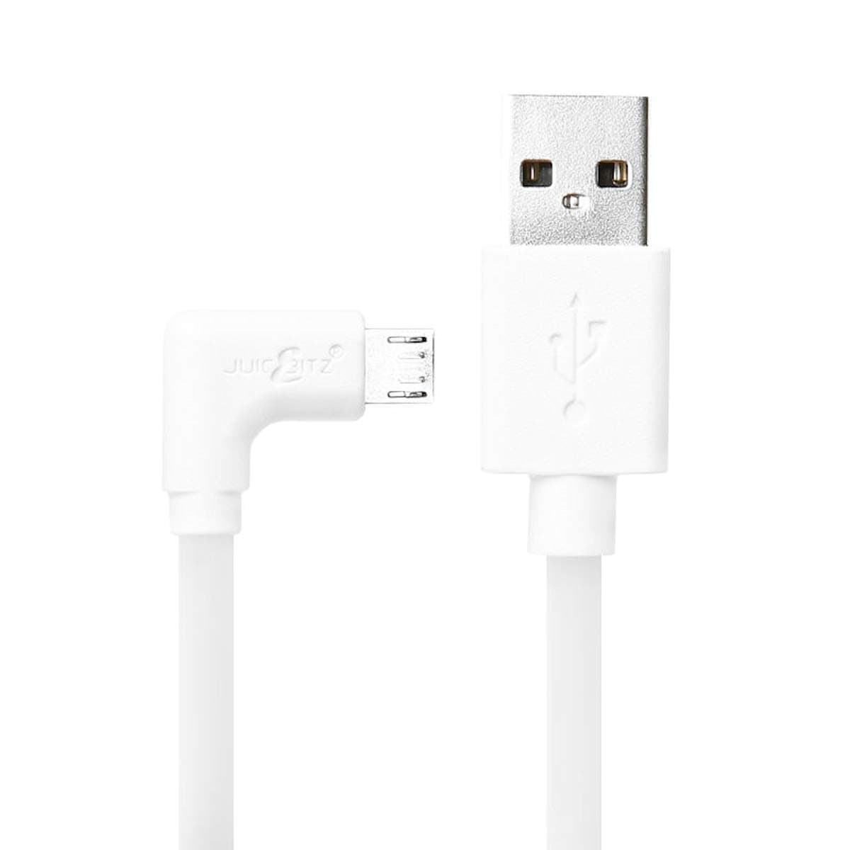 JuicEBitz 0.5m USB 2.0 Type A to Micro USB Right Angled Charger Cable Data Lead compatible with Android Phones & Tablets - Samsung, LG, Sony Xperia, HTC etc. (White)