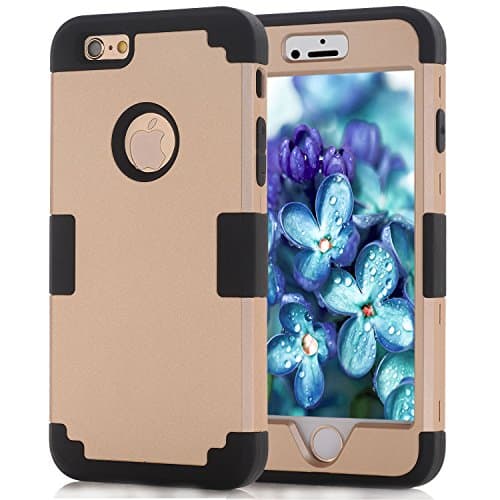 iPhone 6/6S 5.5 3in1 Hybrid Case for iPhone 6 plus/ 6S plus Case Shockproof Hard Cover PC + Soft Silicone Interior Scratch Protective Combo Cases Covers for iPhone 6 plus/ 6S plus (Gold + Black)
