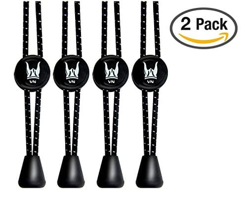No Tie Elastic Reflective Shoe Lock Laces 2-pack (Black)