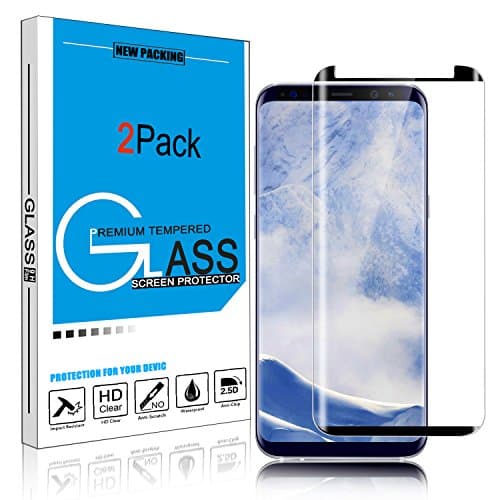 [2 Pack] Galaxy S9 Screen Protector, AMENQ 9H Hardness HD Clear 3D Curved Full Screen Coverage Tempered Glass Shield Film Matte Case Friendly Screen Protector for Samsung Galaxy S9 (Black)