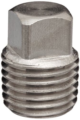 Polyconn PC109NB-4 Nickel Plated Brass Pipe Fitting, Square Head Plug, 1/4" NPT Male (Pack of 10)