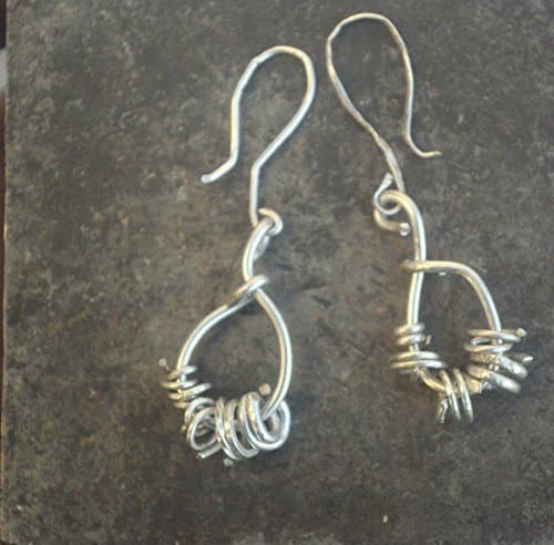 Handmade Doodle Solid Sterling Silver Earrings 925 Hippie .925 Drop Dangle Reclaimed Recycle Spiral