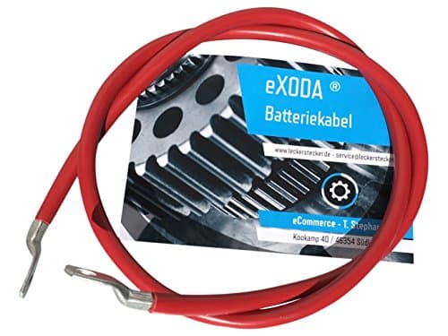 eXODA Auto Battery Cable 35 mm² 100cm Copper Power Cable with Eyelets M8 red 12V Car Cable also for Your Charger