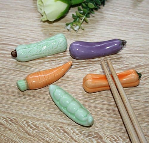 Shihua Chinese Ceramic Vegetables Pattern Chopsticks Rest Spoon Fork Knife Holder Rack Practice Furnishing Articles (Mix 10pcs)