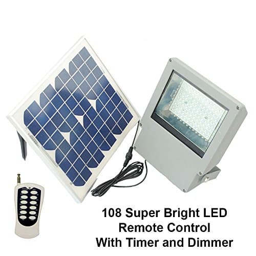 Super Bright SMD LED Solar Flood Light w Panel and Remote