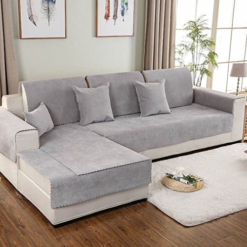 Solid color cotton sofa cover protector,Waterproof sofa cushion urine pet cloth all-inclusive thickened seasons universal sofa cover sofa cover non-slip machine washable-E 110x240cm(43x94inch)