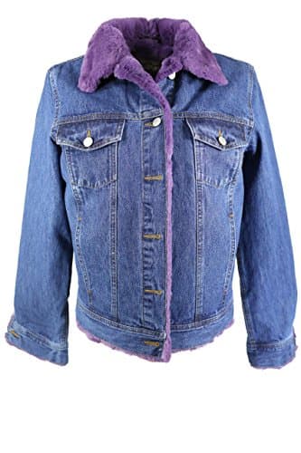 Women's Denim Jacket w/ Rex Rabbit Fur Lining X-S Dark Denim/Purple