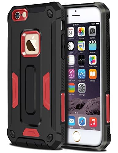 iPhone 6S Case, Ecpow Impact Resistant Hybrid iPhone 6 Protective Case Anti-slip Rugged Rubber Bumper Shell Shockproof Hard Slim Cover Skin for iPhone 6/6S 4.7'' - Red