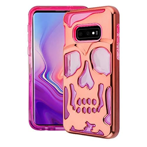 Phonelicious Samsung Galaxy S10 Plus Case Skull Series Dual Layer [Shockproof] Hybrid Hard Phone Cover Compatible with S10+ (Rose Gold/Pink)