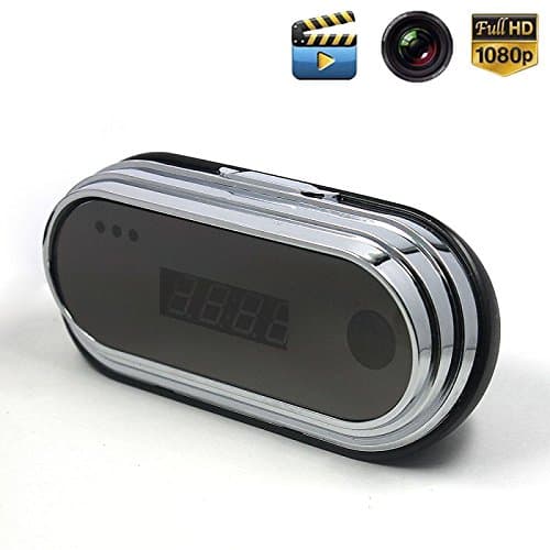 Hidden Camera Alarm Clock Motion Activated Security Pinhole Nanny Camera 1080P HD Loop Video Recorder Spy Clock Home Security Camera, Black