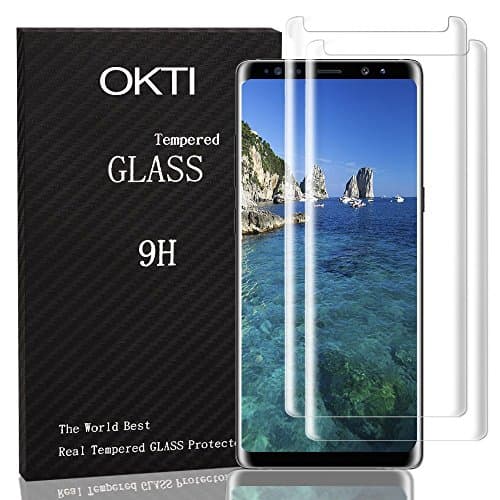 OKTI cqw2434545 Galaxy Note 8 Screen Protector, Full Coverage Scratch Proof 3D Curved Edge Screen Protector, HD Clear 9H Tempered Glass Film Screen Protector For Samsung Galaxy Note 8 [2-Pack]