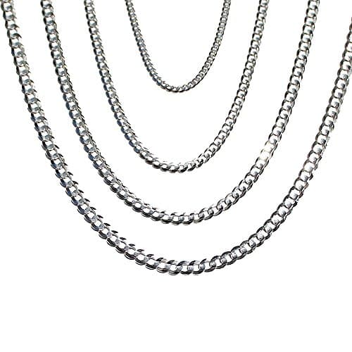 14K Solid White Gold Cuban 2.5mm Chain 16", 18", 20", 22", 24" (22)