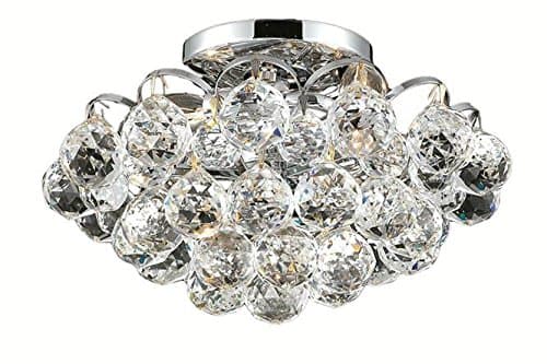 Brigitte Chrome Modern 4-Light Semi Flush Mount Heirloom Handcut Crystal in Crystal (Clear)-6890F12C-RC--12" W/D