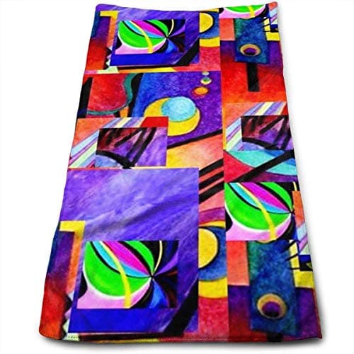 Purple Kandinsky Collage Multi-Purpose Microfiber Towel Ultra Compact Super Absorbent and Fast Drying Sports Towel Travel Towel Beach Towel Perfect for Camping, Gym, Swimming.