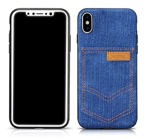 iPhone Ⅹ Case,iPhone 10 Case,Slim Classical Denim Pattern PU Back Case Cover with Card Slot for iPhone Ⅹ ( iPhone Ⅹ, type 2 )