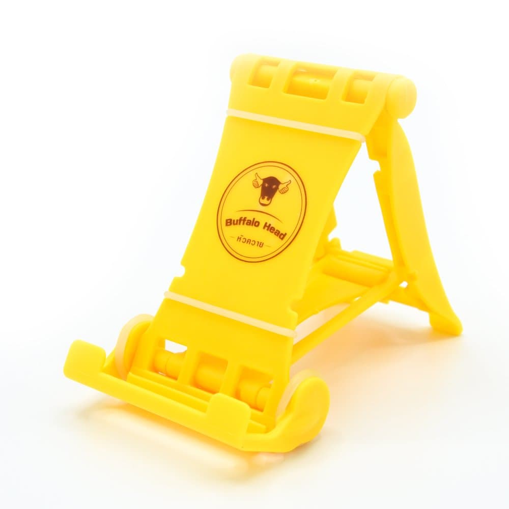 Buffalo Head Universal Adjustable Foldable Cell Phone Stand Holder for Desk, Foldable Adjustable Smartphone stand portable For iPhone, iPad, Samsung, Sony, etc (Yellow)