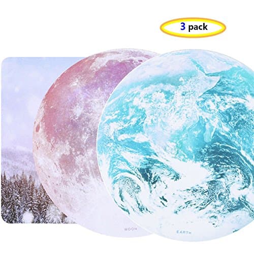 Apoi Mouse Pad (3 Pack) Premium Quality Mode Non-Slip Computer PC Mouse Earth Fashion Design Round Rubber Mouse Pad