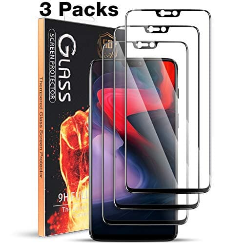 MEGIVEZ [3 Pack] Compatible for Oneplus 6 Screen Protector - Tempered Glass [Full Coverage] [Bubble-Free] HD Clear Anti Scratch Film for one 6 Plus Phone with Lifetime Replacement Warranty Black