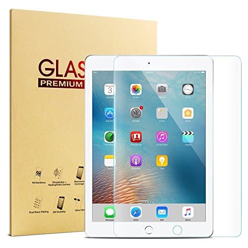 NEW iPad 9.7 2017 2018/iPad Pro 9.7/iPad Air 2/iPad Air Screen Protector, IPAD6 High Definition Clear 9H Hardness Scratch Resistant IPAD5 Tempered Glass Screen Protector