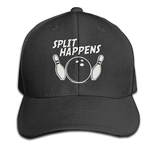 Split Happens Funny Duck Bowling Adjustable Peaked Baseball Cap Flat Hat