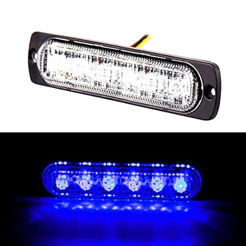 3W Premium Universal Super Thin 6-LED Blue Light Car Truck Flashing Warning Caution Emergency Construction Strobe Light Bar by FOXSTAR, 1pc
