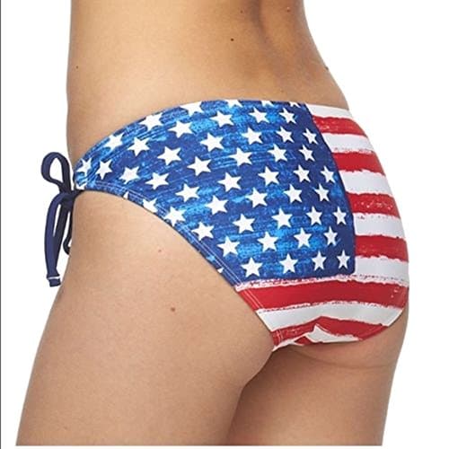 Endless Sun Red White Striped Side Tie String Bikini Bottoms