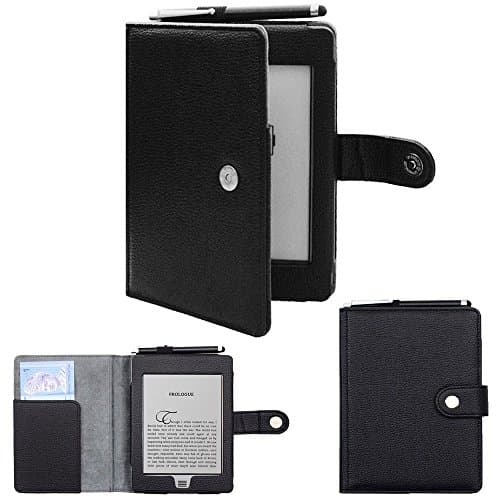 For Kindle Touch (2012 model) D01200 ebook leather flip folio cover book case, pouch bag for Amazon Kindle Touch ereader with magnetic closured (Black)