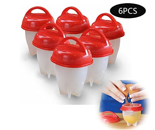 Egglettes 6 PACk Silicone Egg Cooker Crack, Boil, Pop Hard Boiled Eggs Without the Shell, Non Stick Silicone Egg Cooker Hard &amp; Soft Maker Egg Cooker,BPA Free, Non Stick Silicone, As Seen On TV (6PA