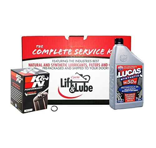 Harley Davidson V-Rod Basic Box of Lube with K&amp;N Motorcycle Oil Filter with Lucas Semi-Synthetic 10w-40 Oil