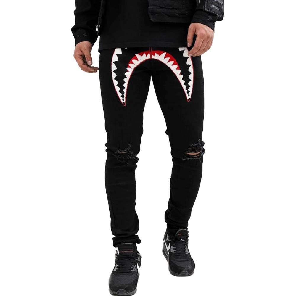 Shark Mouth Jean Pants Black