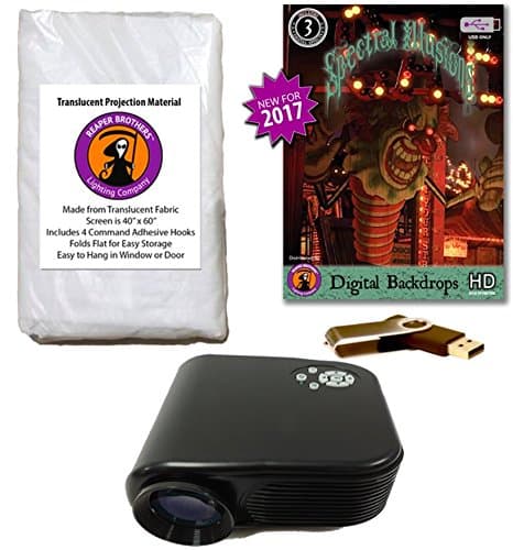 Spectral Illusions DIGITAL BACKDROPS Compilation Video Projector Kit on USB with Reaper Brothers Rear Projection Screen.