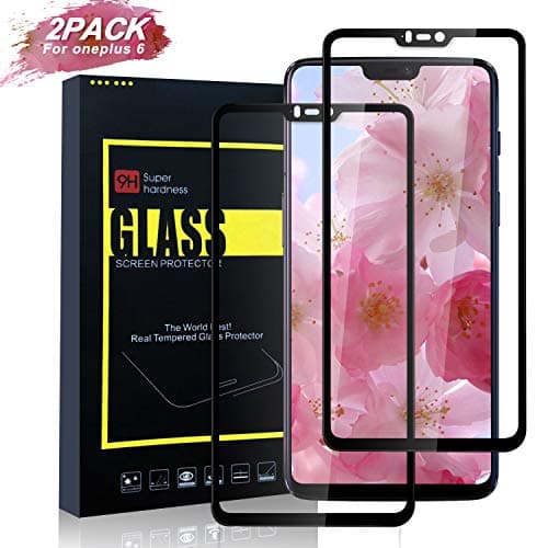 KCEN OnePlus 6 Screen Protector Glass [2 Pack], Full Coverage HD Tempered Glass Anti-Scratch Bubble-Free Screen Protector for OnePlus 6