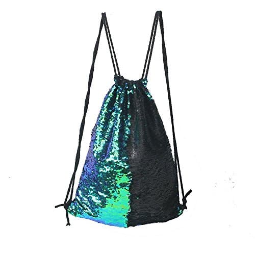 Mermaid Sequins Bag Reversible Magic Sequin Backpack Drawstring Gym Bag For Kids