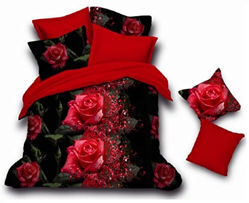 Dexim (120 GSM) 3D Printed Poly Satin Double Bed Sheet with Two Pillow Cover Set