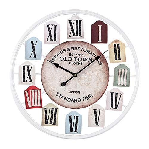 PYXM Wall Clock 20 Inch Wall Clock Retro Vintage Clock Non - Ticking Whisper Quiet Battery Operated with Roman Numeral for Home Indoor Decor,White
