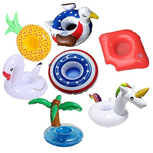 Extpro 7 Pack Inflatable Drink Cup Holder Floating Pool Tray for Swimming Pool Beach Party